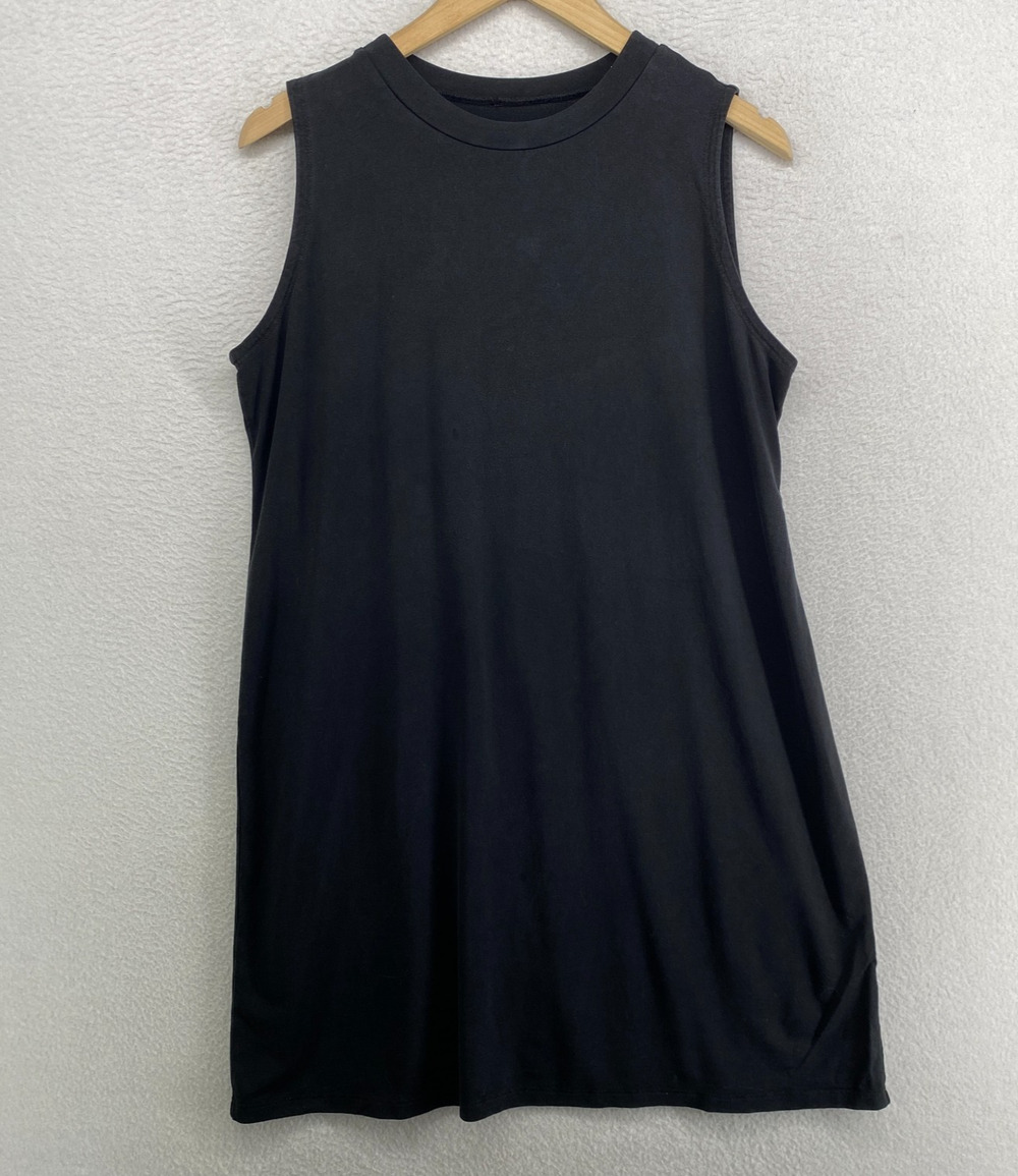 EILEEN FISHER Tunic L Jersey Tank Top Sleeveless Crewneck Shell Black